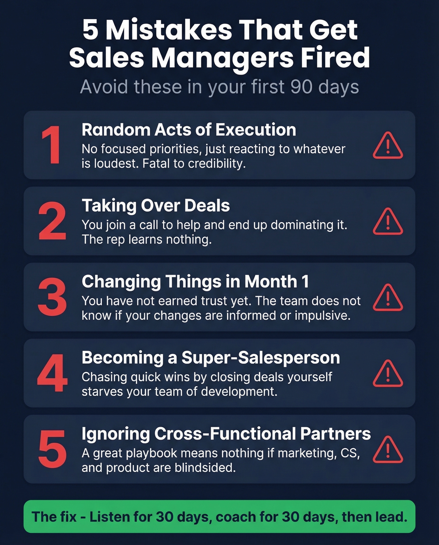 Five fatal mistakes for new sales managers visual