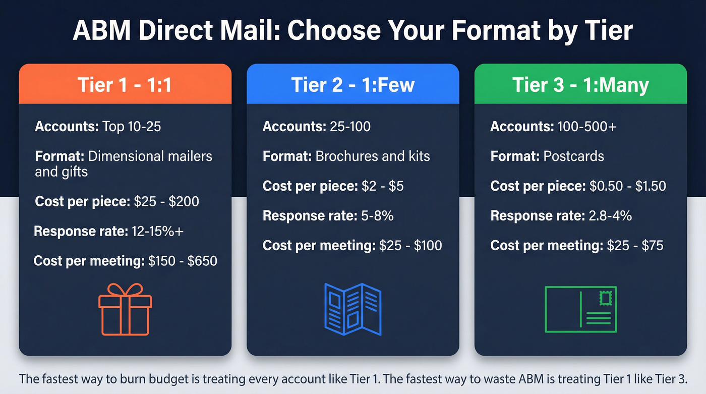 ABM direct mail tier strategy comparison diagram