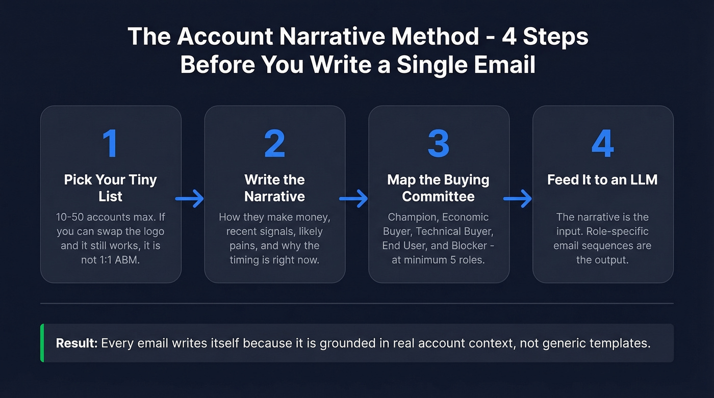 Four-step account narrative method workflow for ABM