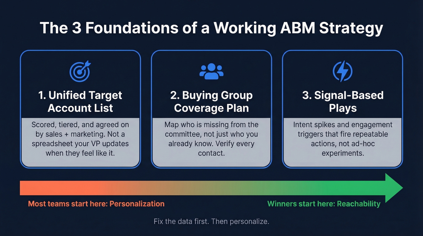 Three ABM foundations: unified list, buying groups, signal-based plays