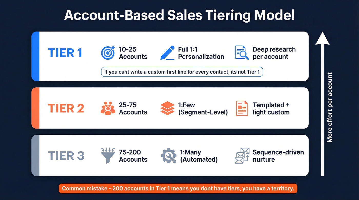 Account tiering model with treatment levels and rep capacity