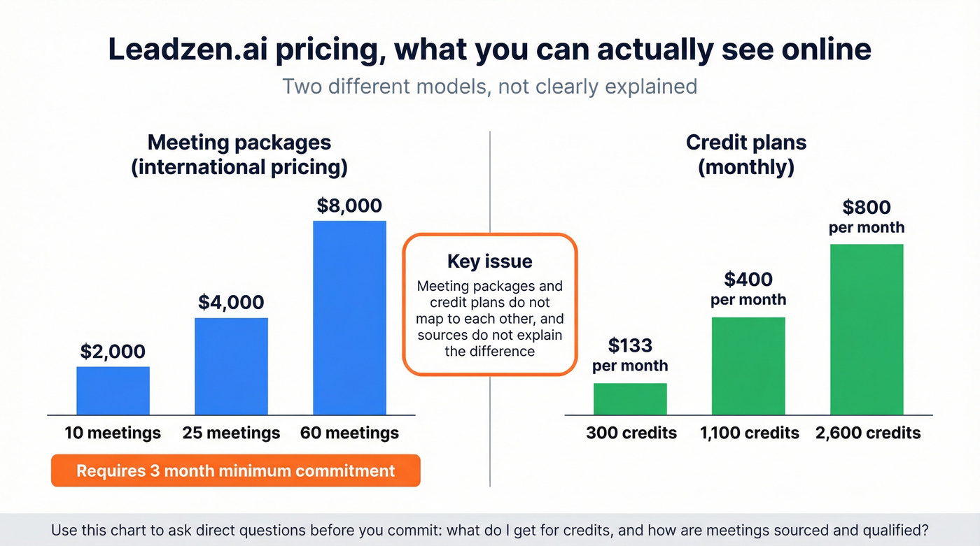 Leadzen.ai meeting package pricing and 3-month minimum