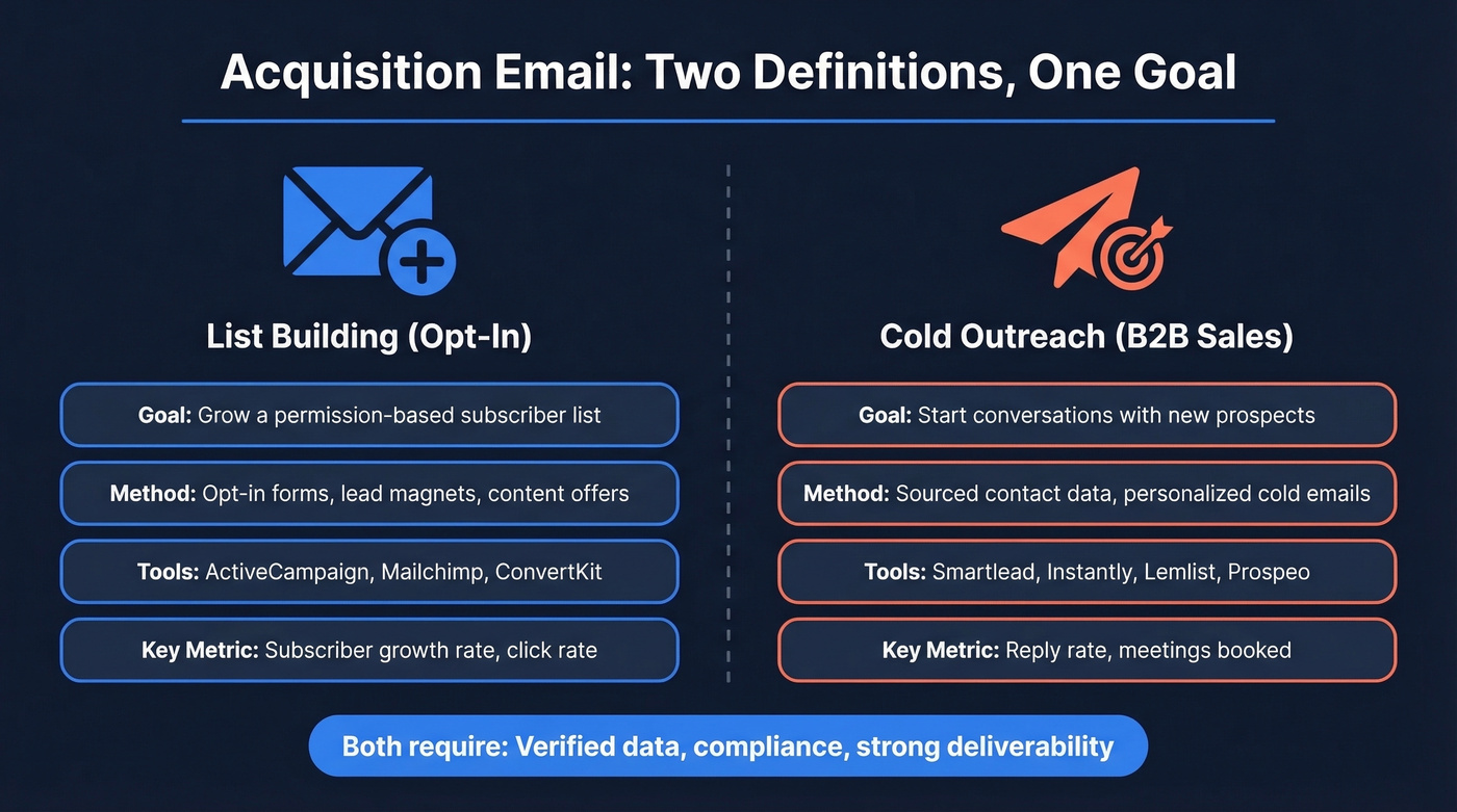 Two definitions of acquisition email compared visually