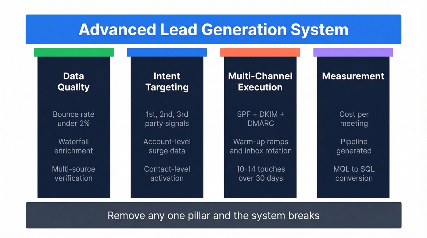 Four pillars of advanced lead generation system