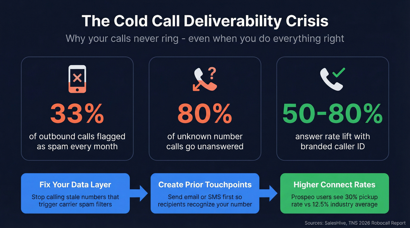 Cold call deliverability stats and spam flag data