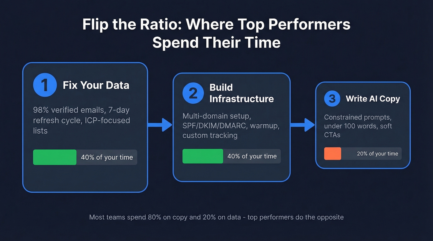 Three-step priority system for AI cold email outreach