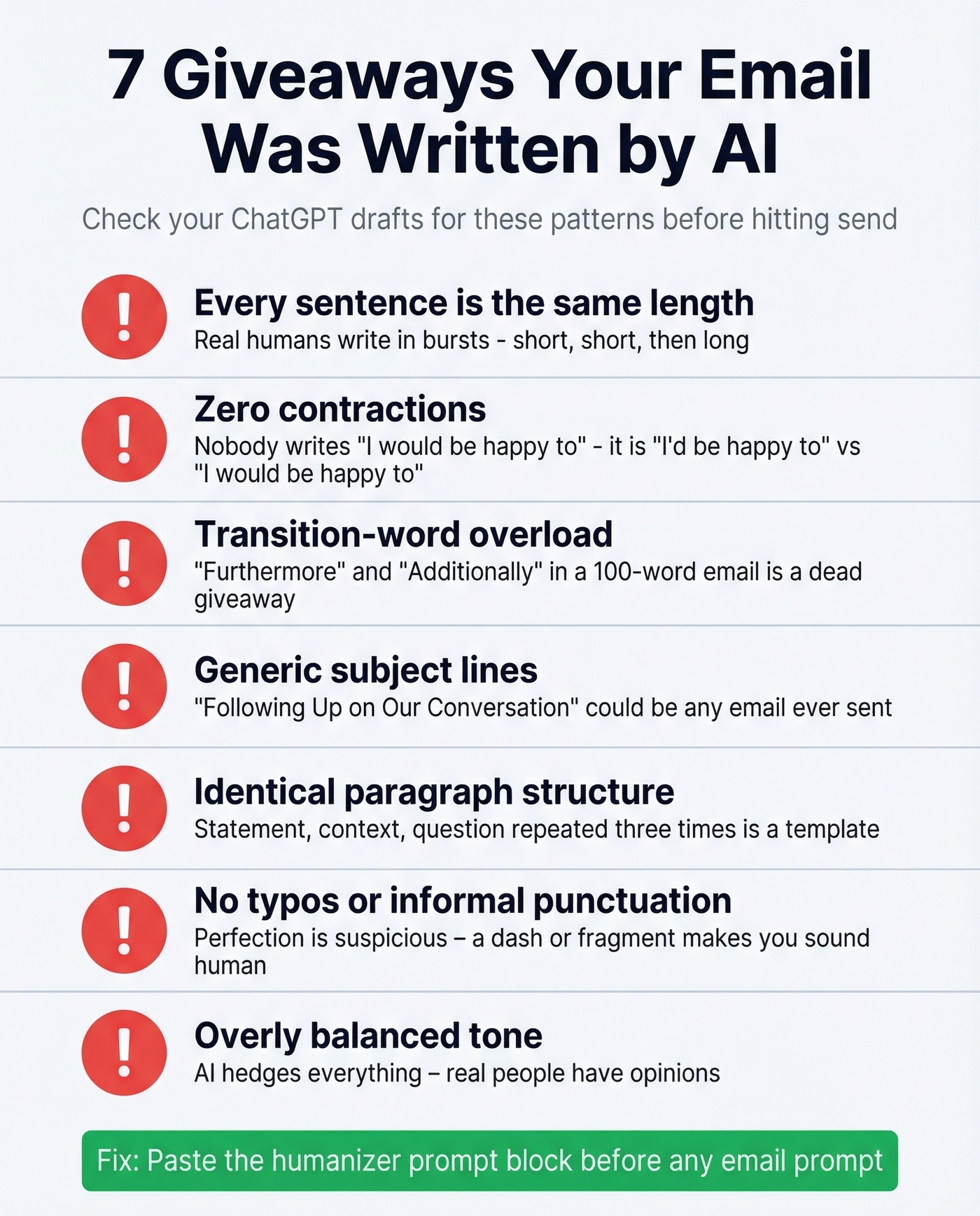 Seven signs your email was written by AI checklist