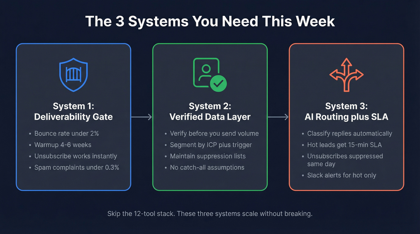 Three core systems for bootstrapped AI sales stack