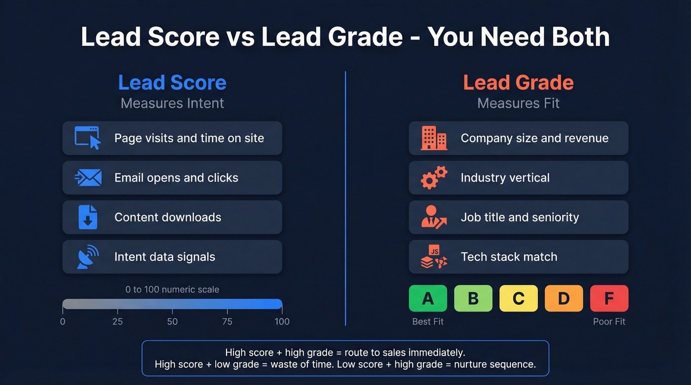 Lead score vs lead grade comparison diagram