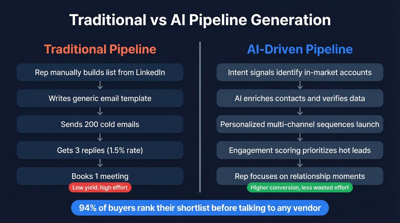 Traditional vs AI pipeline generation workflow comparison