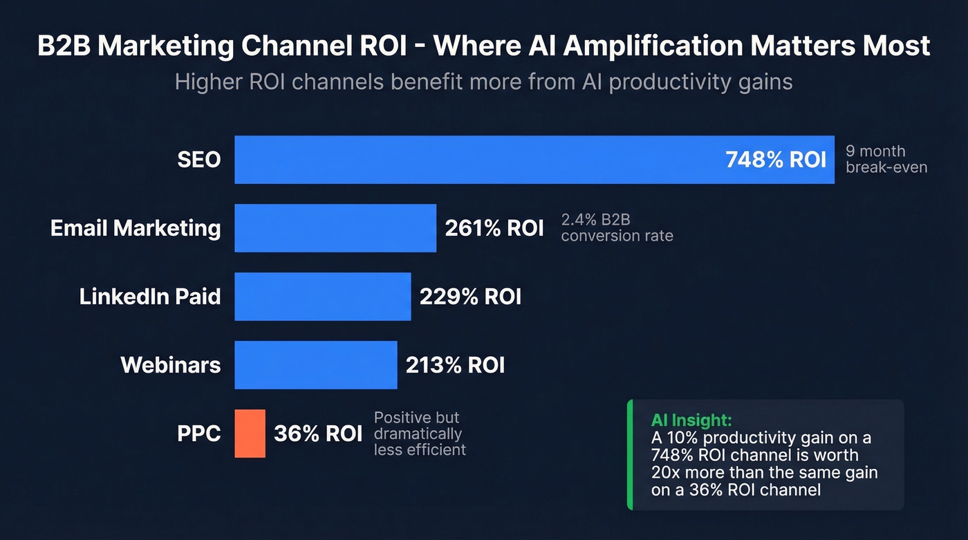 B2B marketing channel ROI comparison bar chart