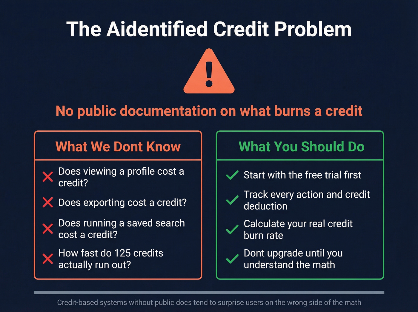 Aidentified credit opacity warning and comparison card