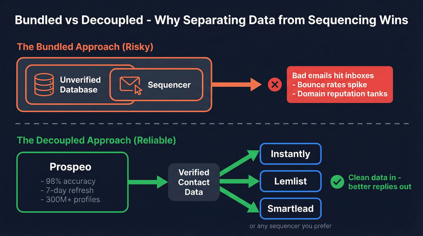 Decoupled data plus sequencer architecture diagram