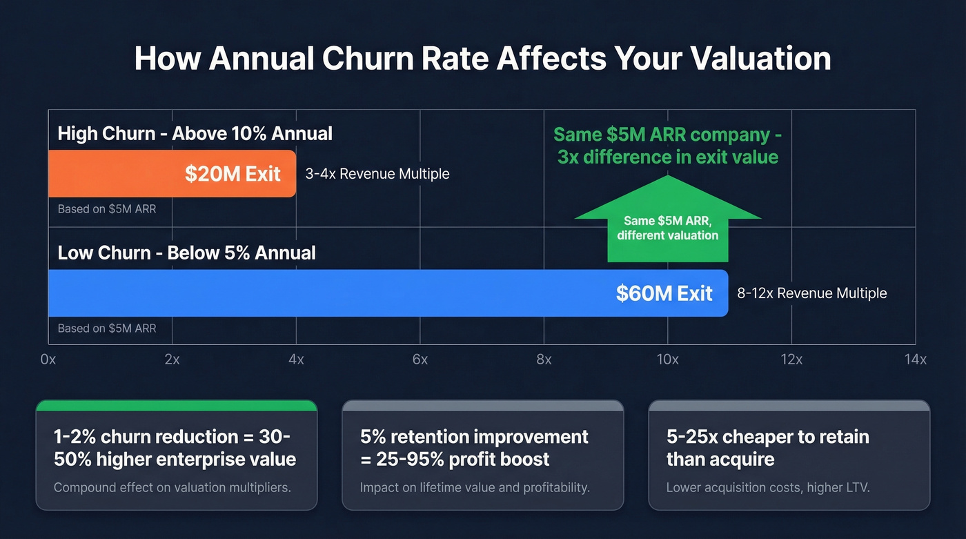 Churn rate impact on SaaS valuation multiples