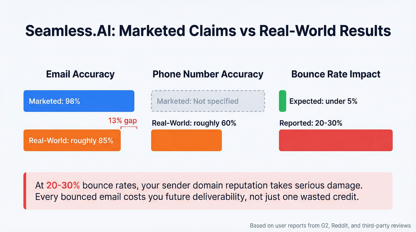 Seamless.AI marketed vs real-world accuracy stats