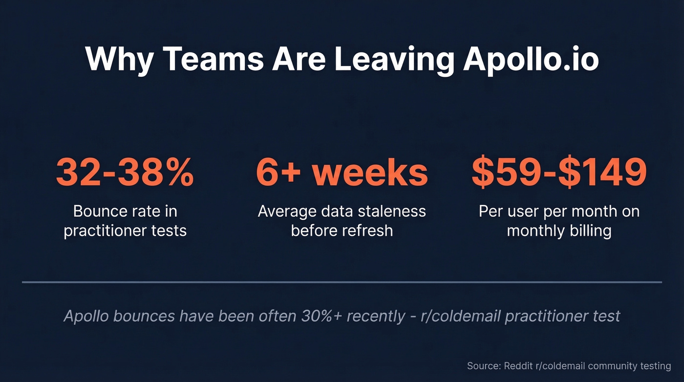 Apollo.io bounce rate problem visualized with key stats