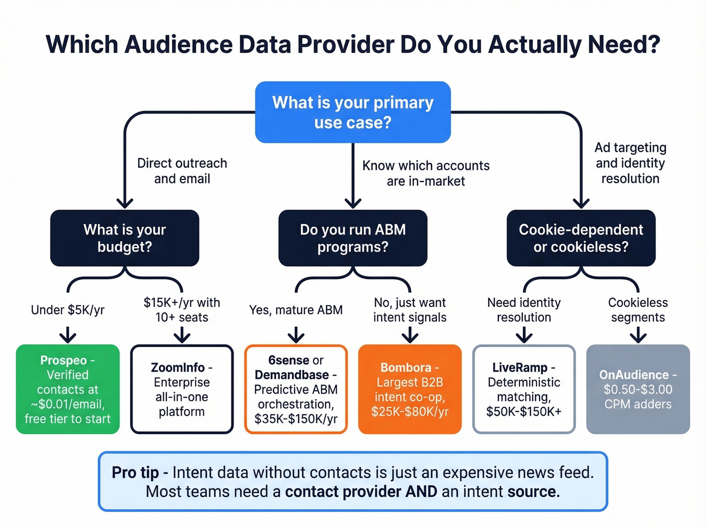 Decision flowchart for choosing the right audience data provider