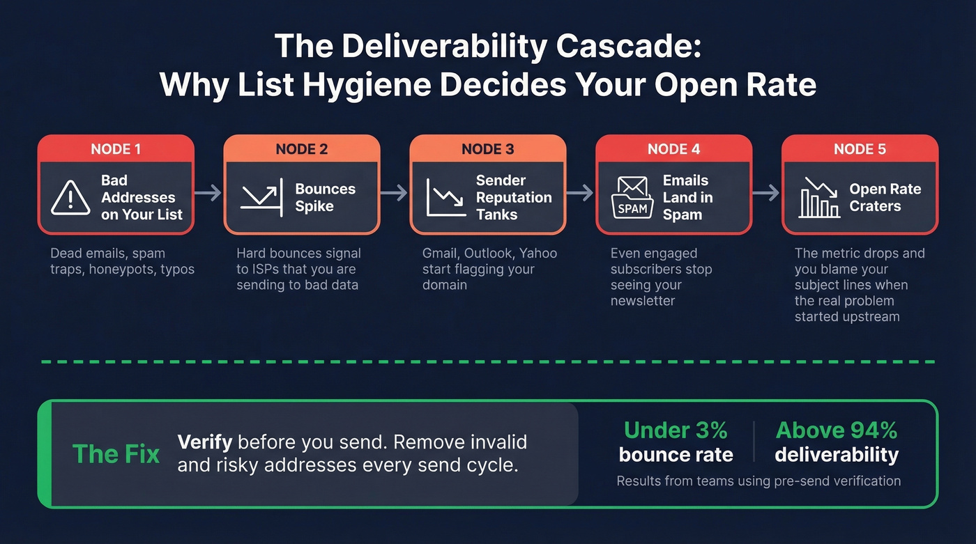 How bad list hygiene cascades into poor deliverability