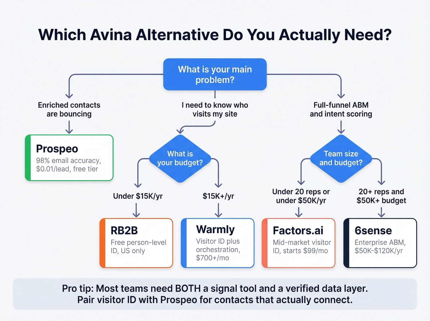 Decision flowchart for choosing the right Avina alternative