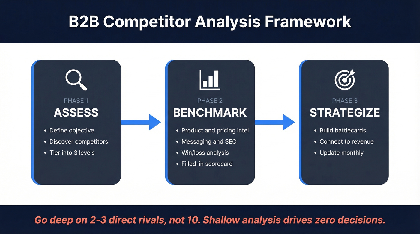 Three-phase B2B competitor analysis framework overview