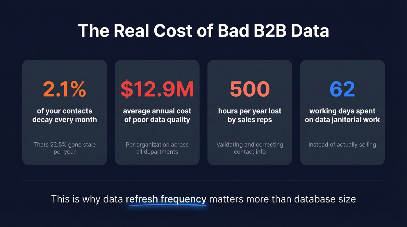 B2B data decay statistics and cost of bad data