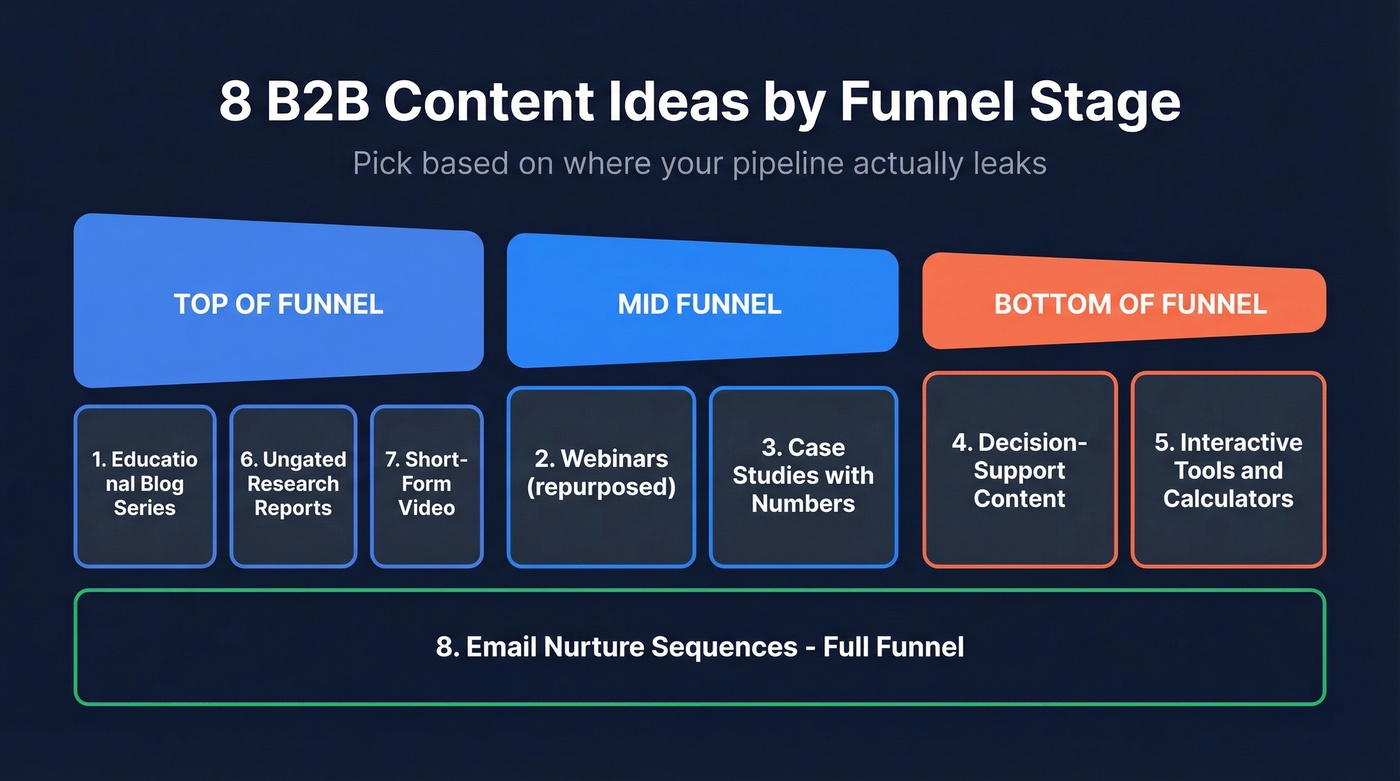 B2B content ideas mapped by funnel stage