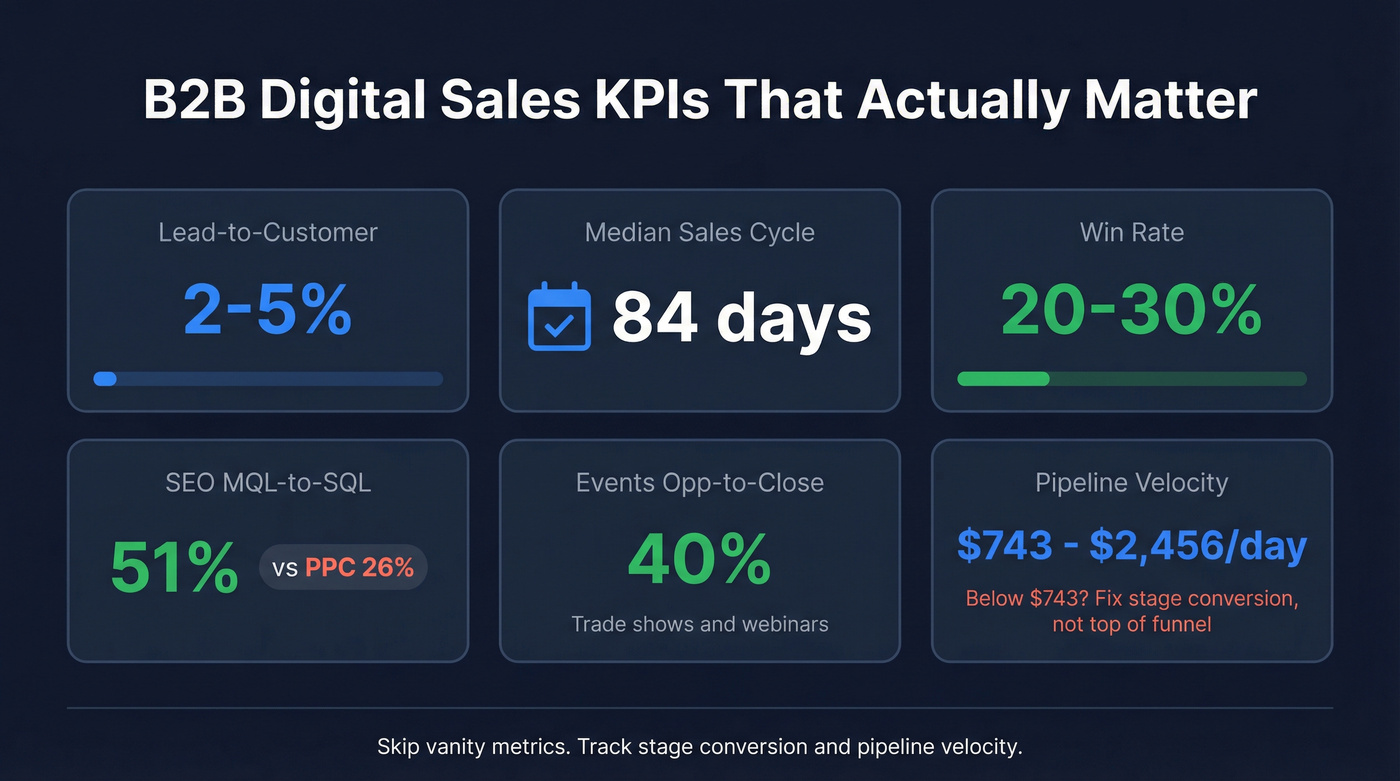 B2B digital sales KPI benchmarks dashboard