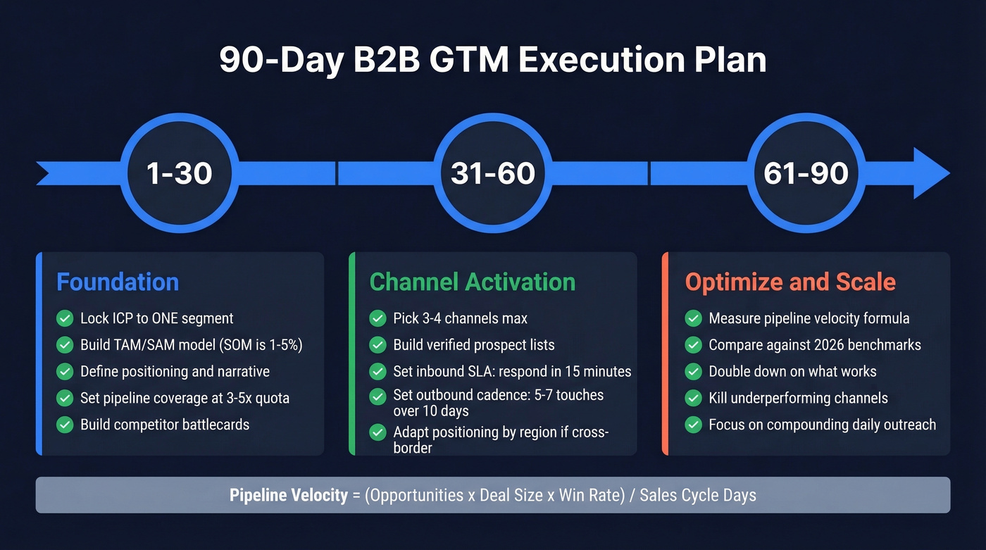 90-day B2B GTM execution plan timeline