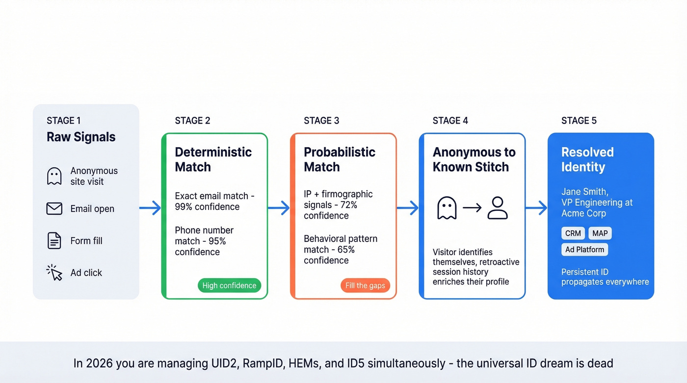 Identity graph matching process from anonymous to known