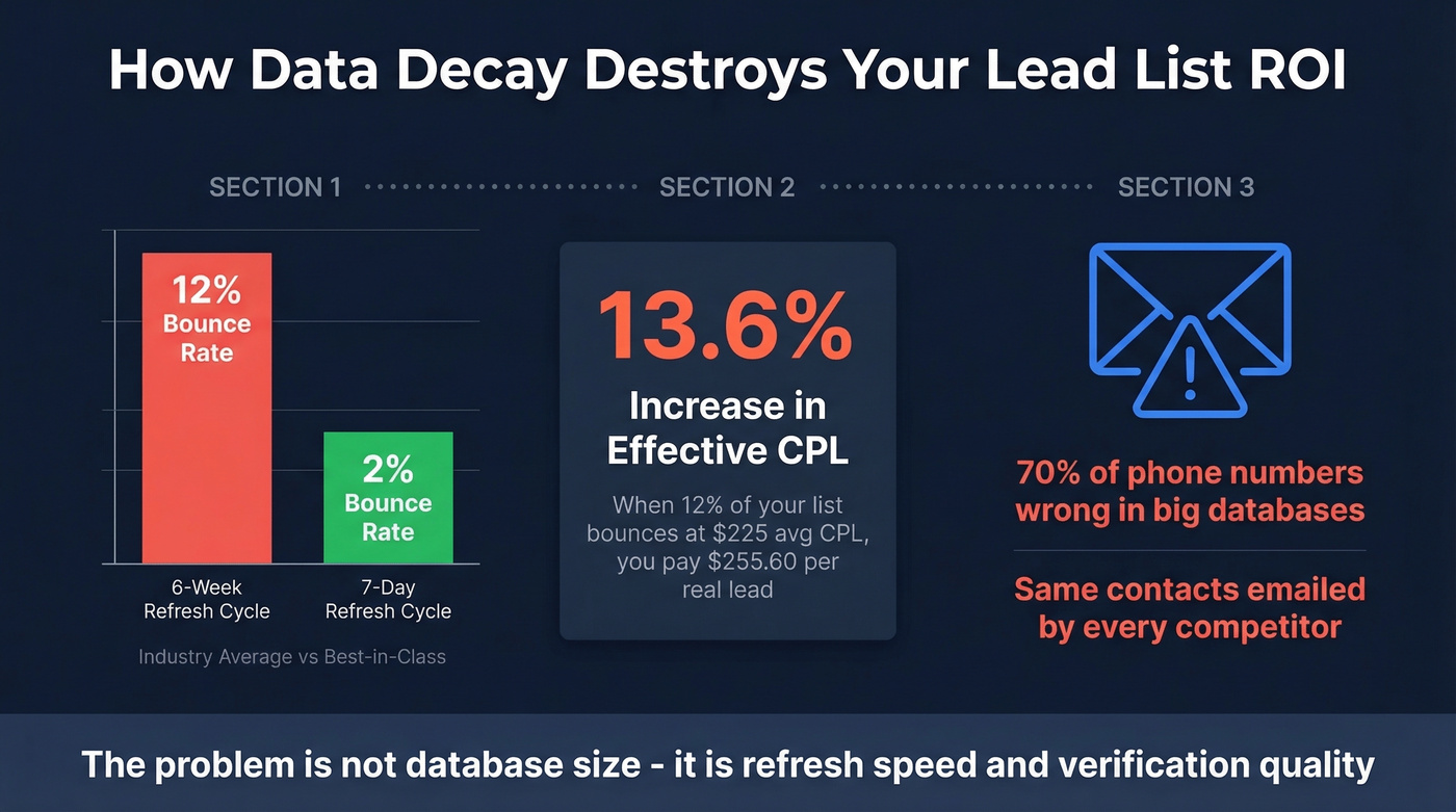 Data decay impact on B2B lead list costs