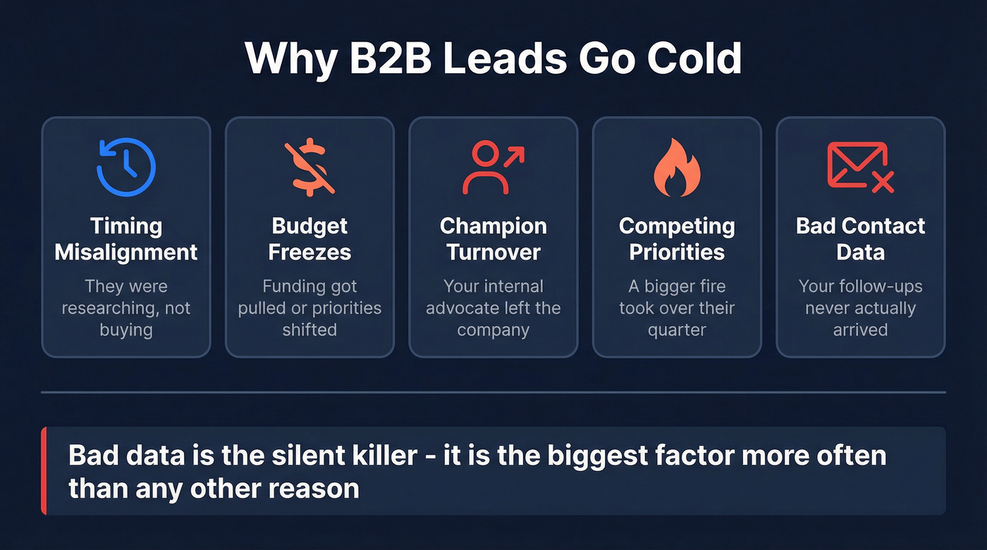 Five reasons B2B leads go cold visualized