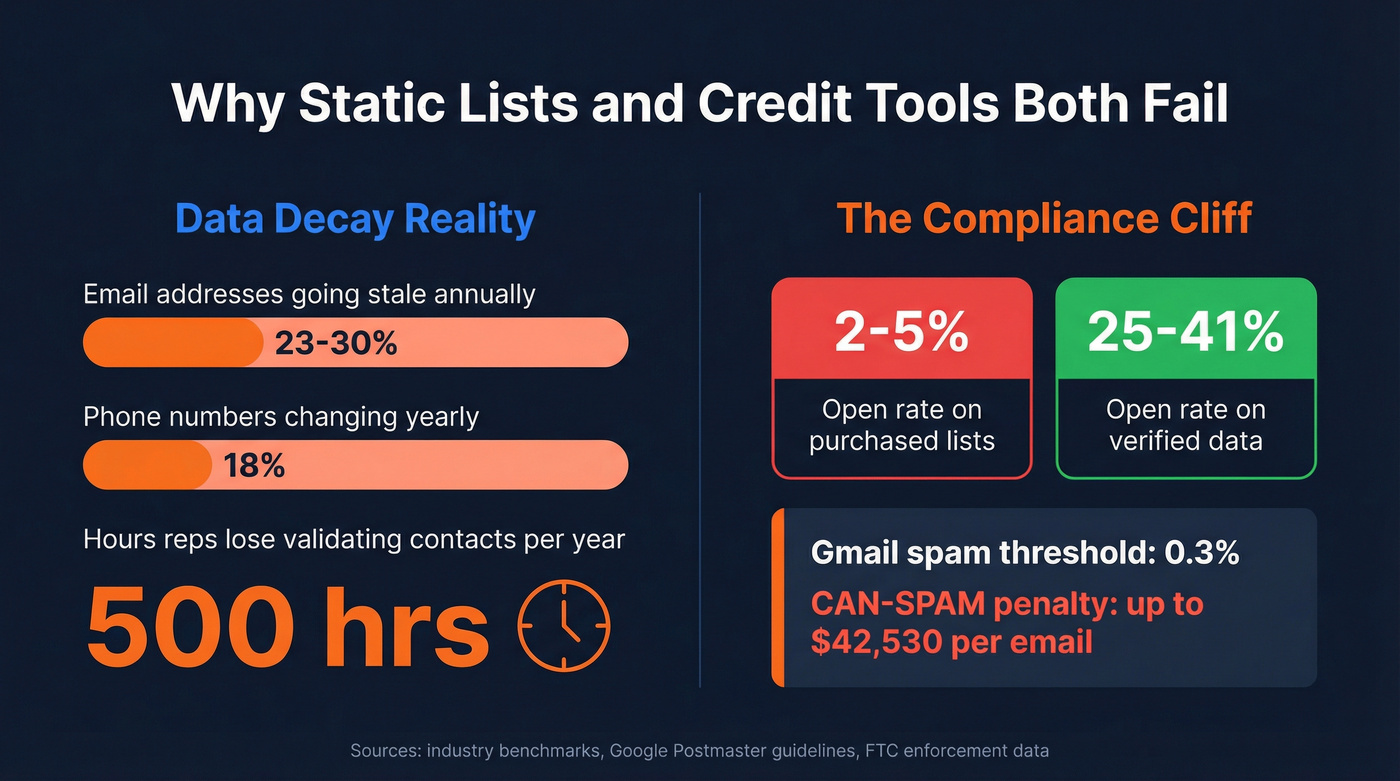 B2B data decay rates and compliance risk statistics