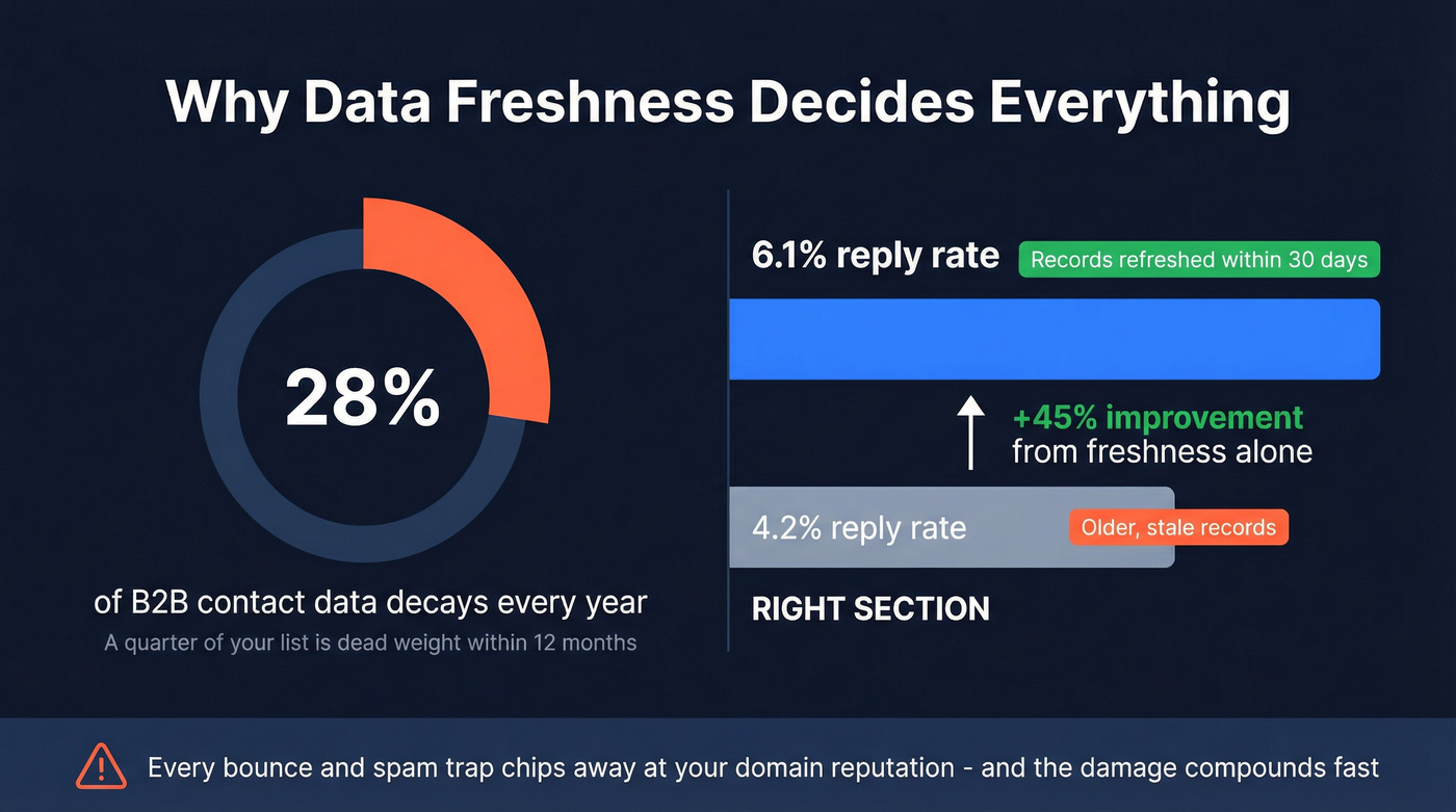 Data decay and reply rate impact of freshness