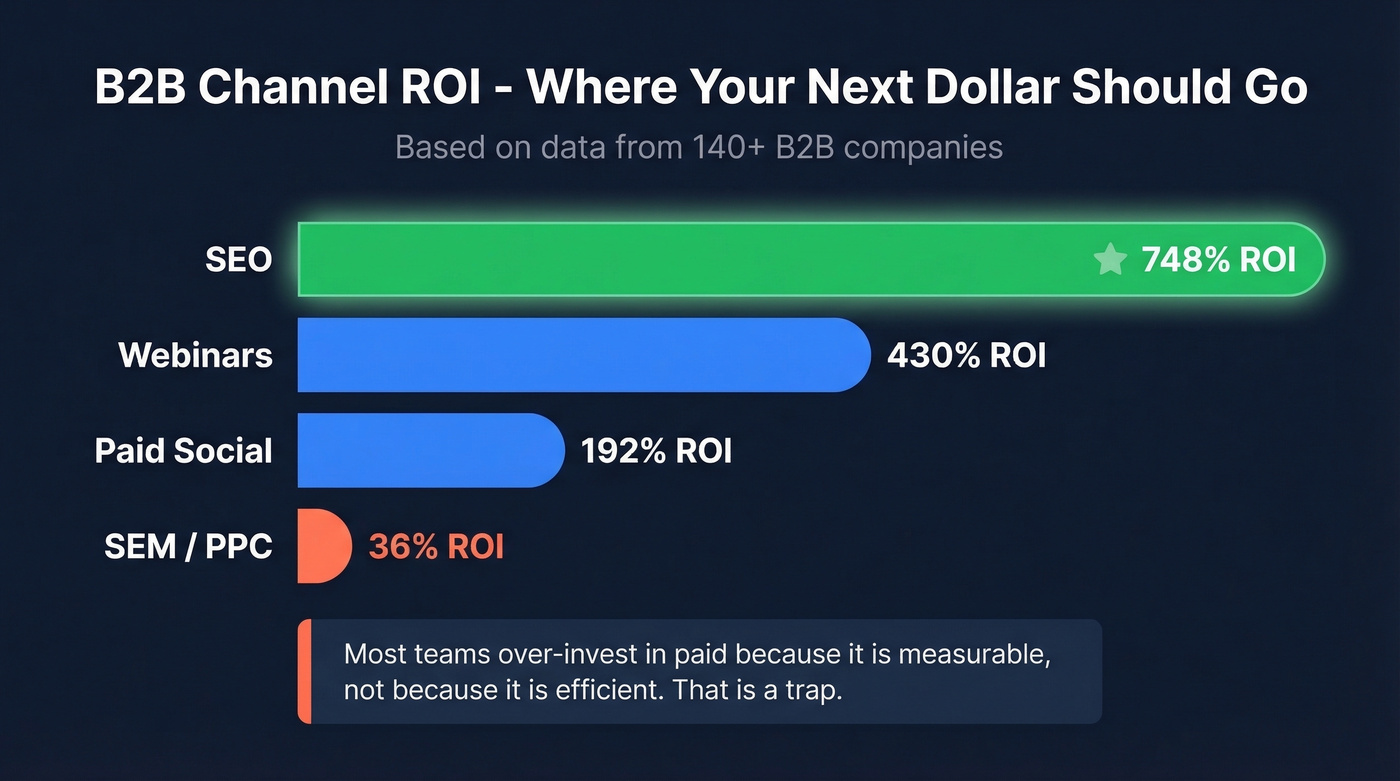 Channel ROI comparison bar chart across marketing channels