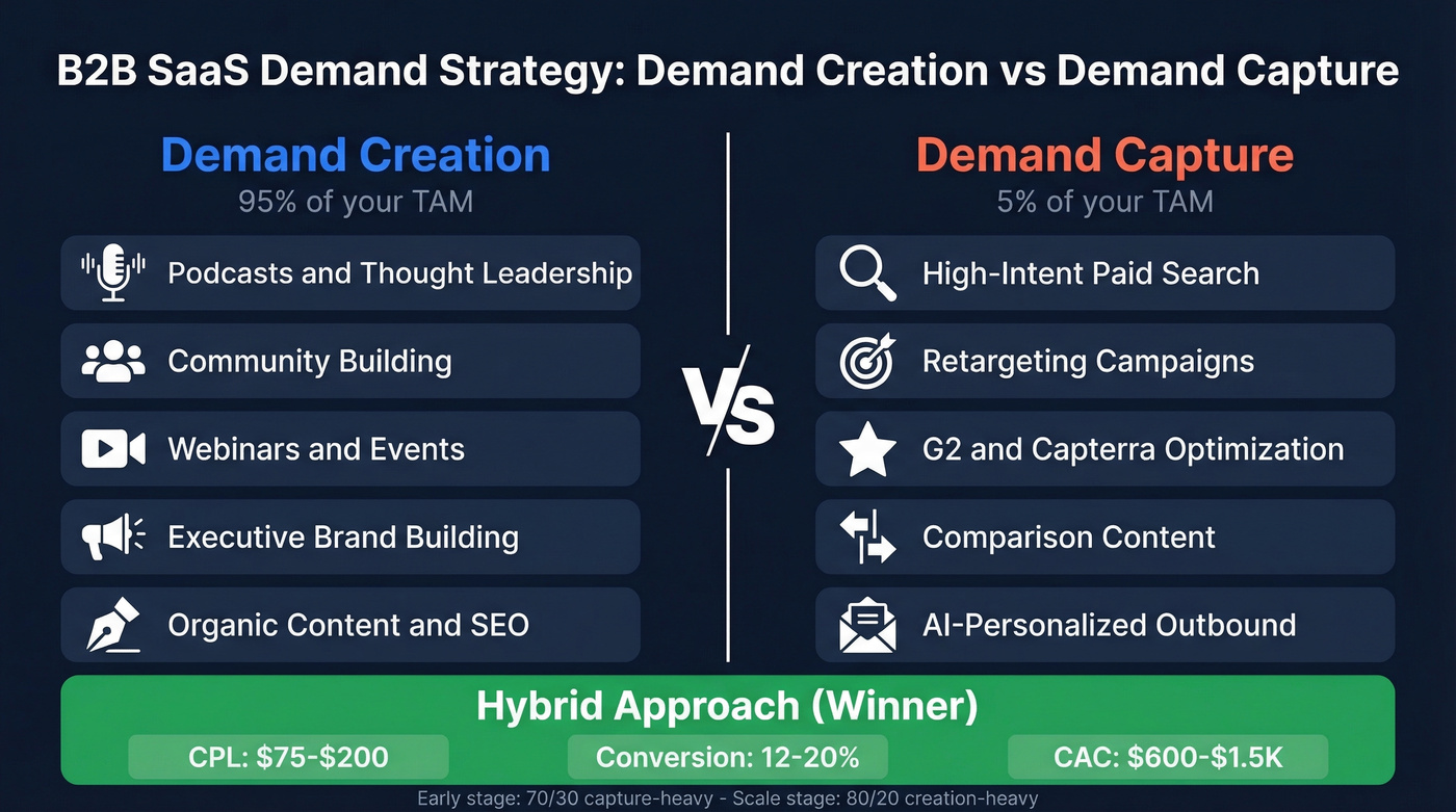 Demand creation vs capture metrics comparison diagram