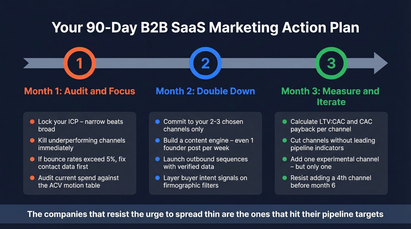 90-day B2B SaaS marketing action plan timeline