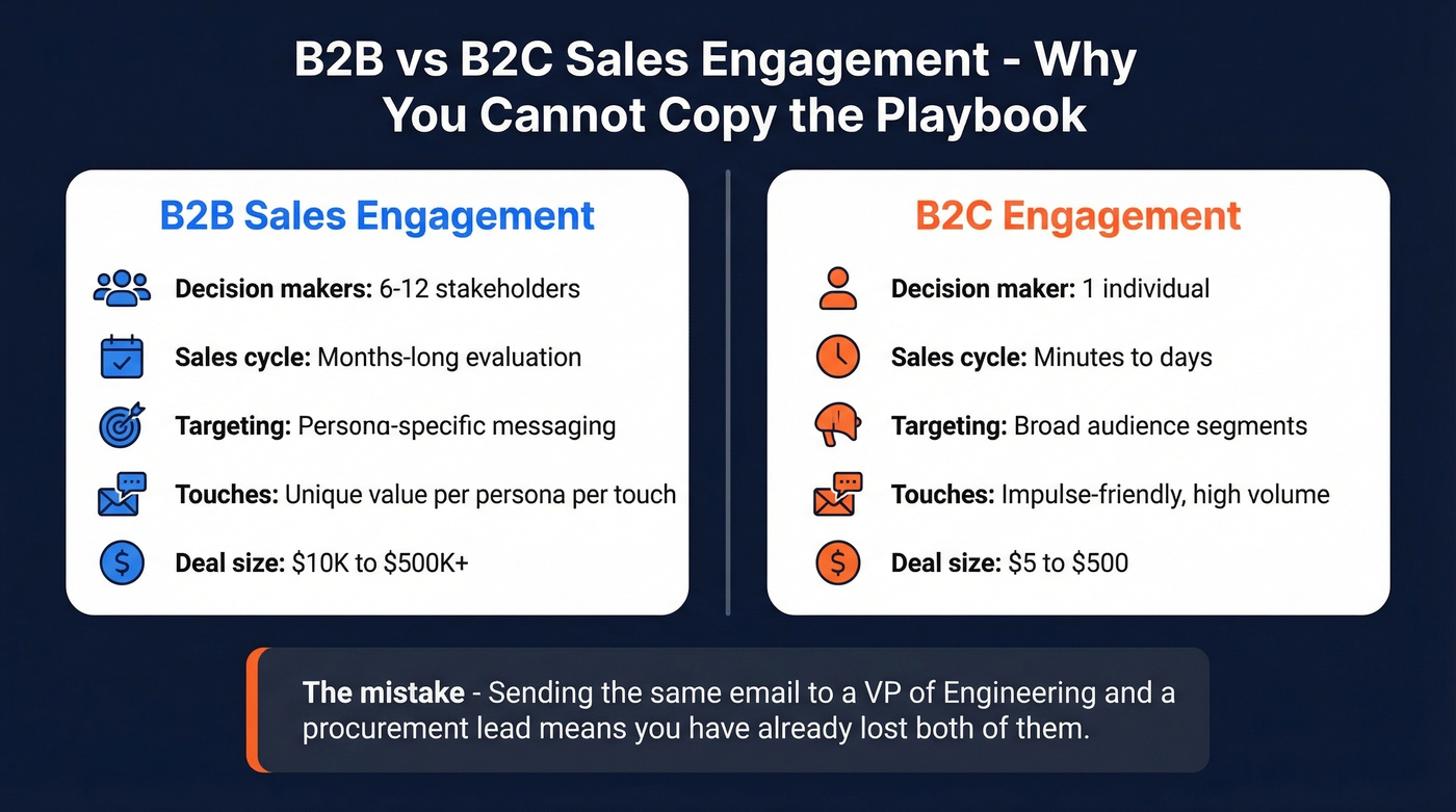 Side-by-side comparison of B2B vs B2C engagement
