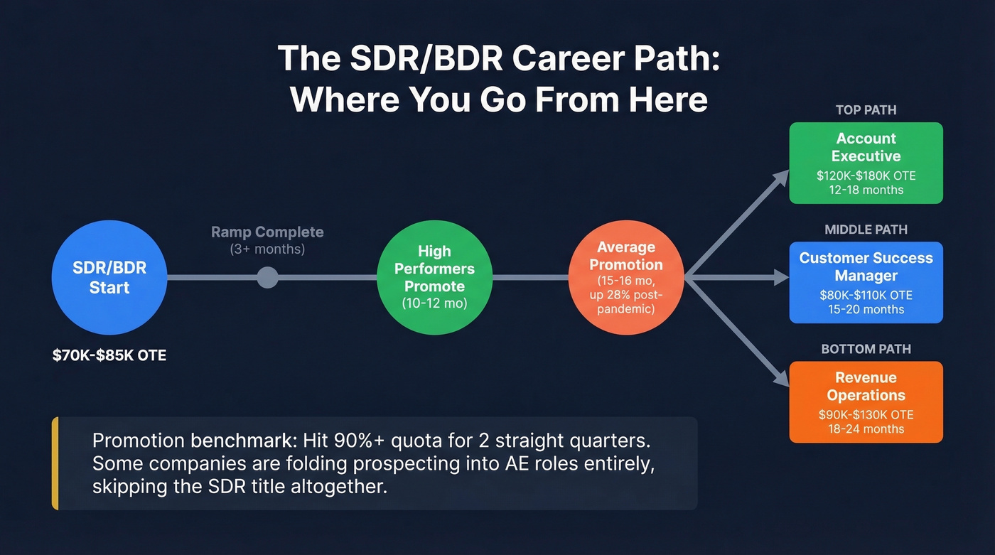 SDR BDR career progression timeline and next roles