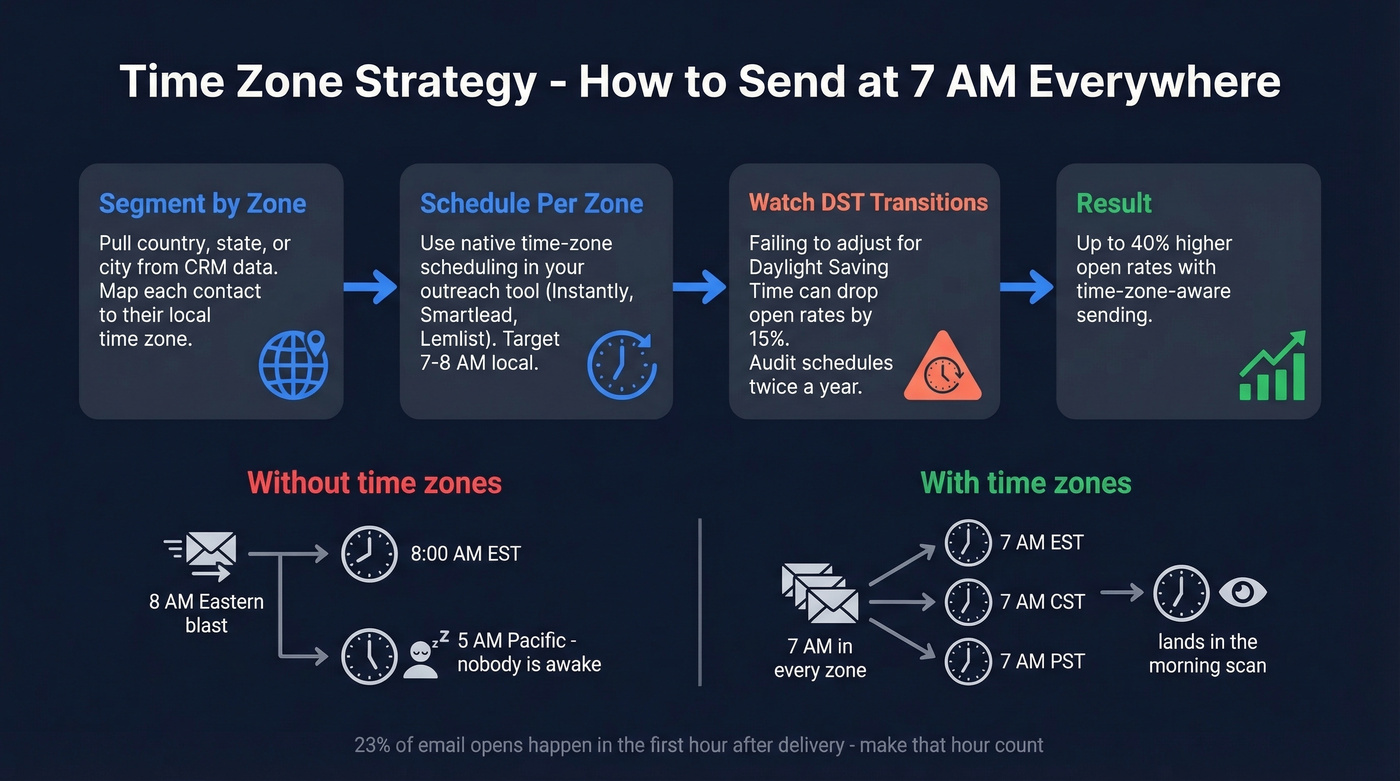 Time zone aware sending workflow for cold email