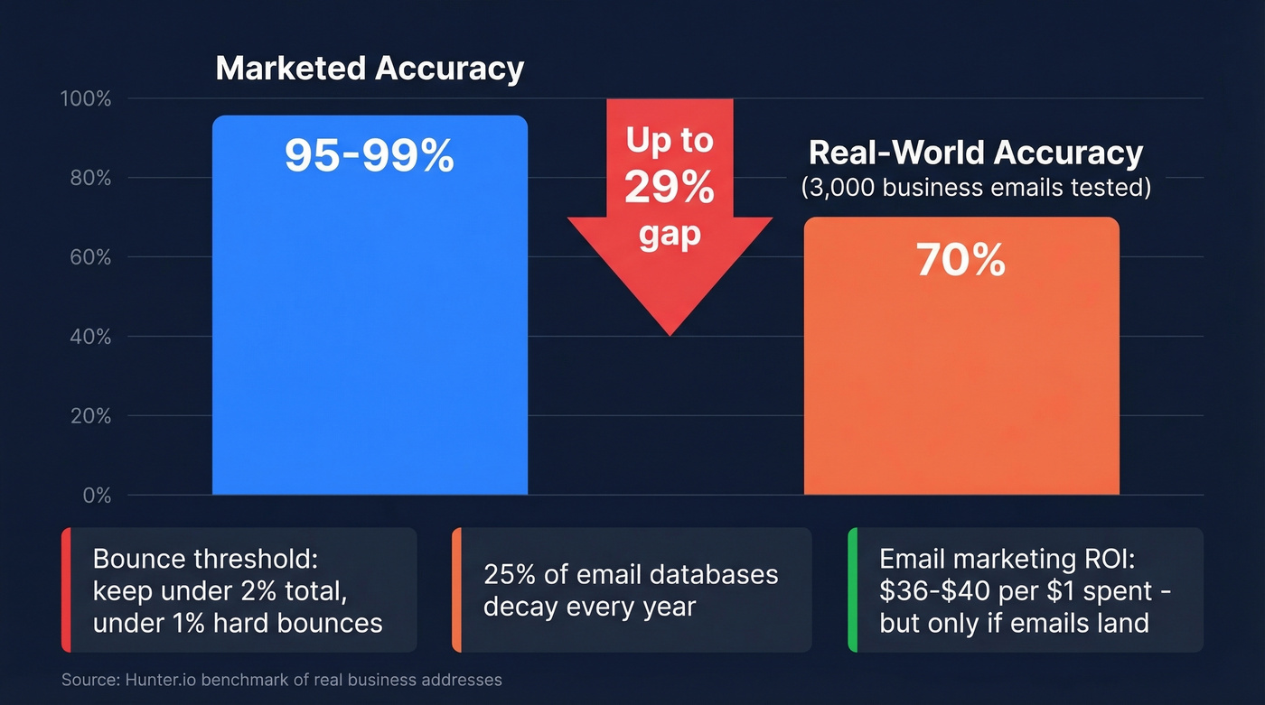 Marketed vs real-world email verification accuracy gap