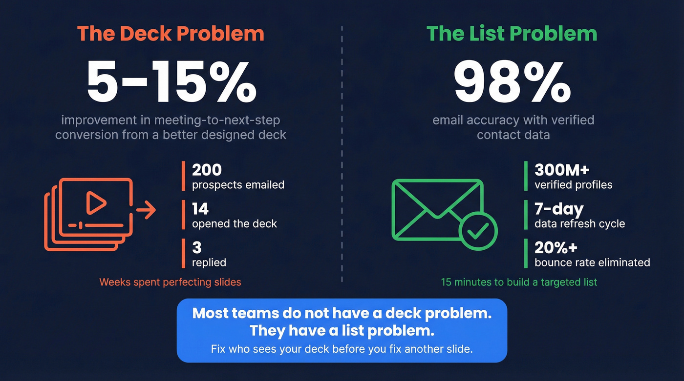 Stat card showing deck vs list problem comparison