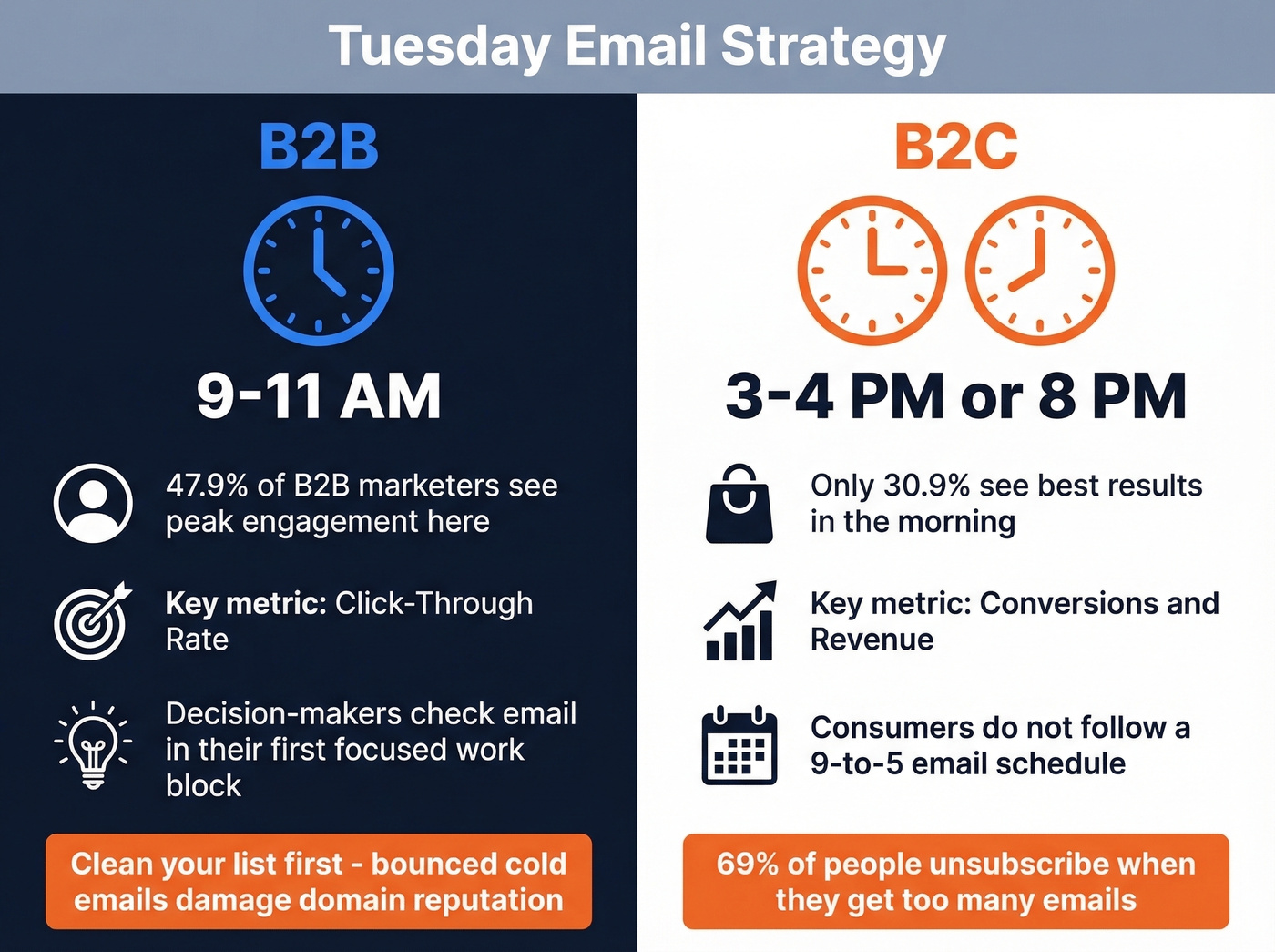 B2B versus B2C Tuesday email strategy comparison
