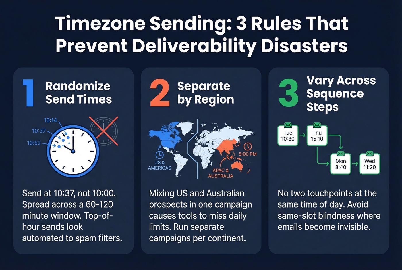 Three rules for timezone-based cold email sending