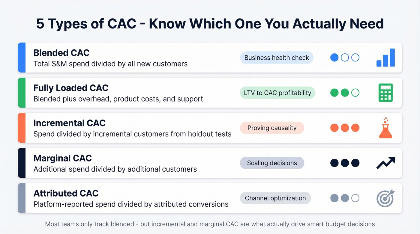 Five types of CAC compared visually with use cases
