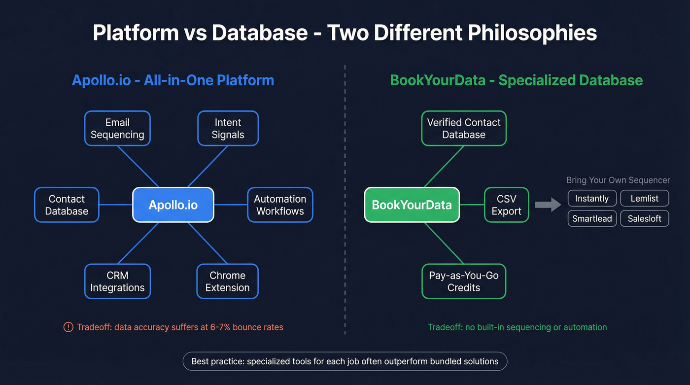 Apollo platform features vs BookYourData focused database approach