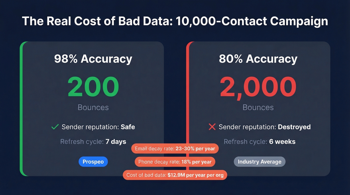 Data decay impact on 10000 contact campaign