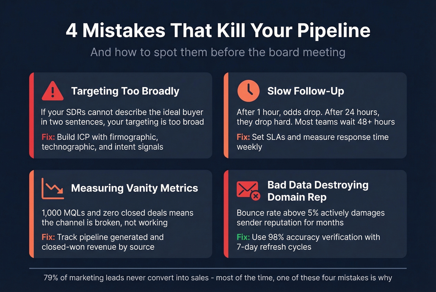 Four pipeline-killing mistakes with warning indicators