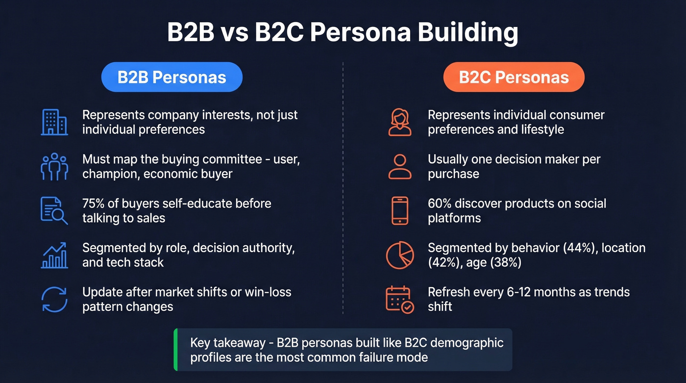 B2B vs B2C persona building key differences