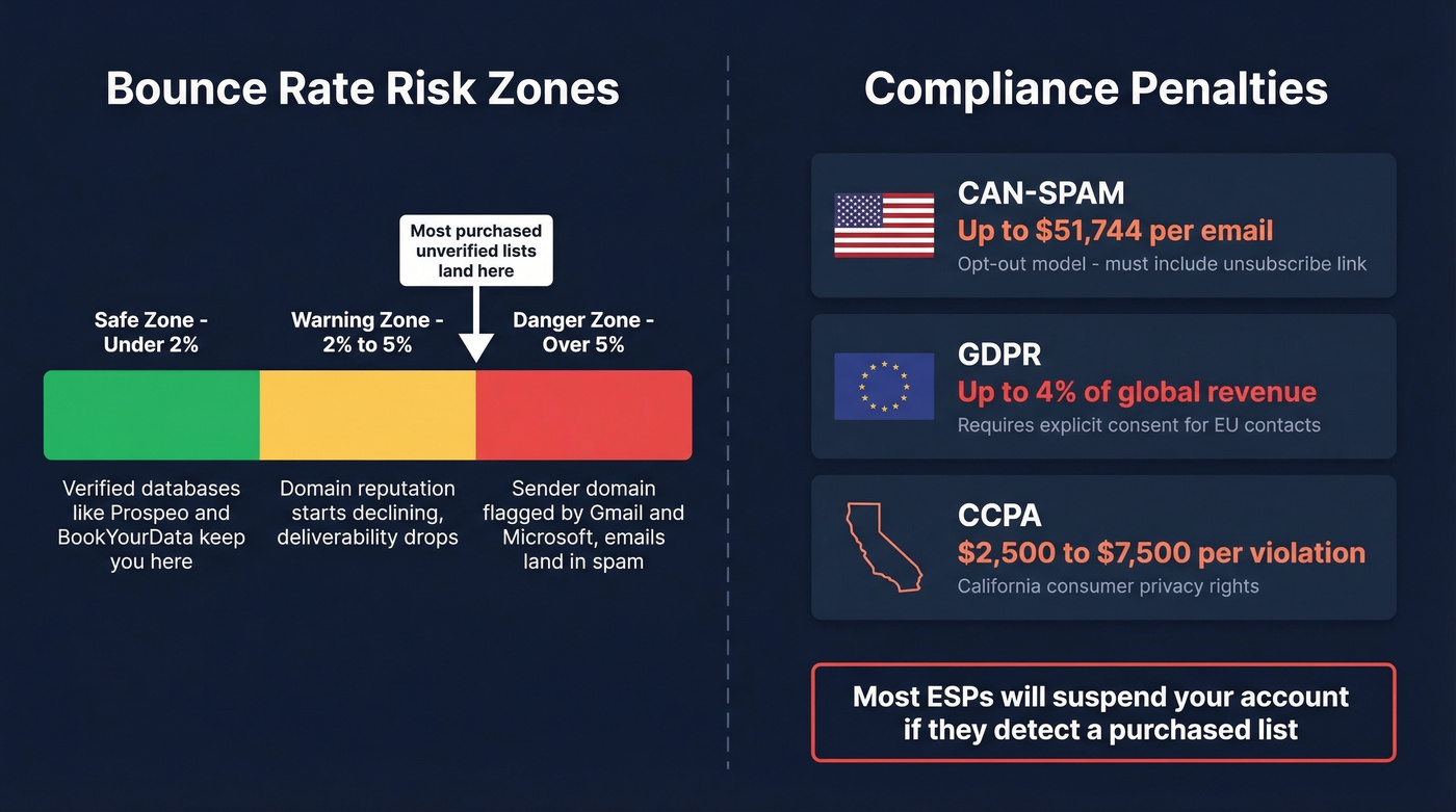 Bounce rate risk zones and compliance penalty amounts