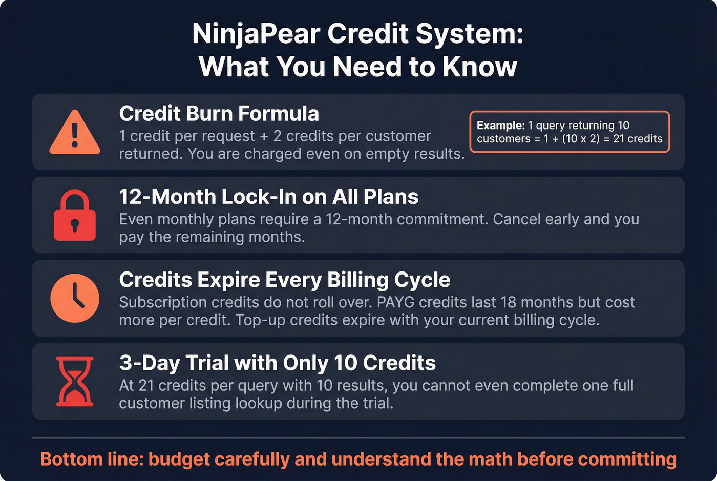 NinjaPear credit burn and hidden cost breakdown